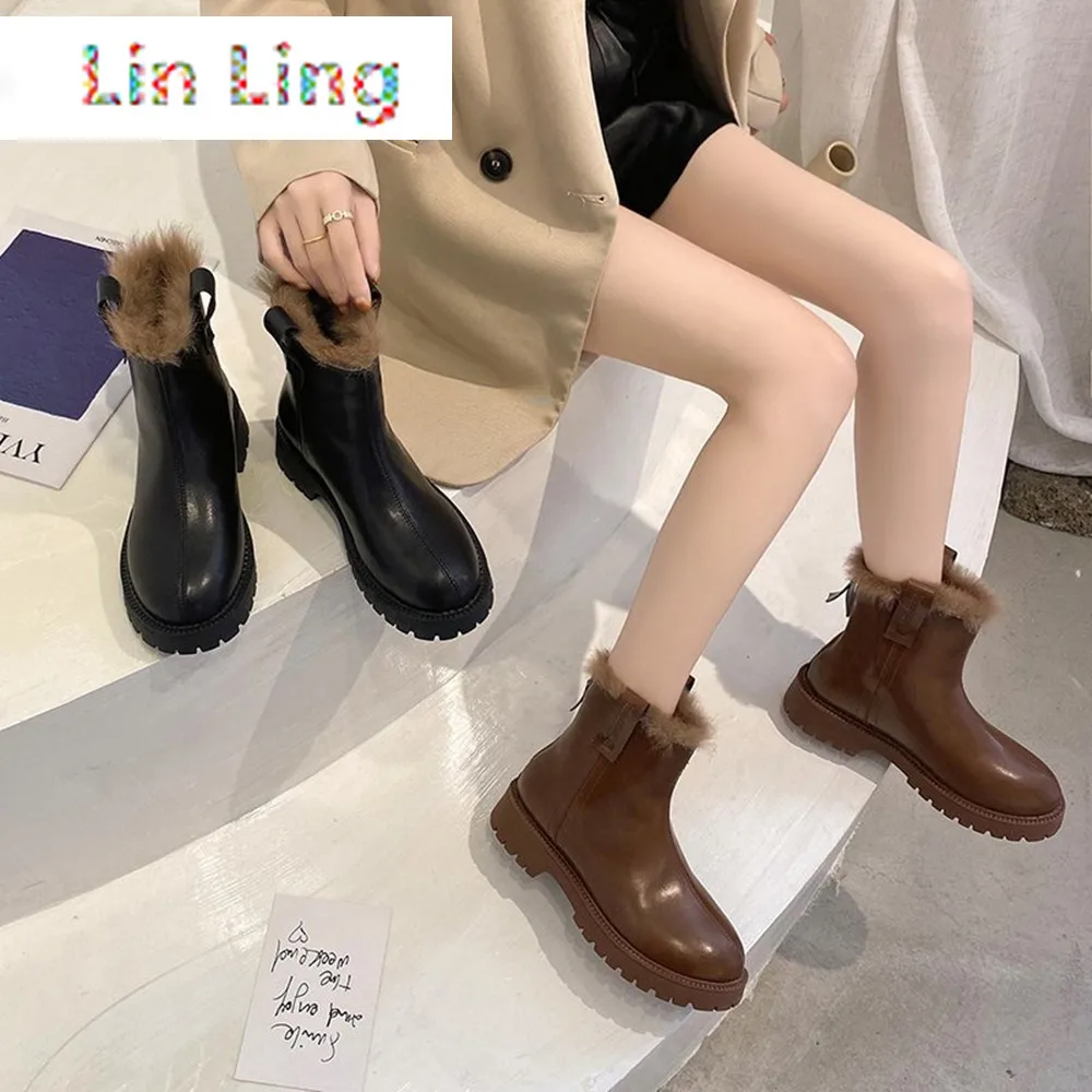 2021 LinLing Martin Boots British Style Thick-Soled Flat FashionWomen's BootsWinter all-match Plus Velvet BlackShort Boots
2021 LinLing Martin Boots British Style Thick-Soled Flat FashionWomen's BootsWinter all-match Plus Velvet BlackShort Boots