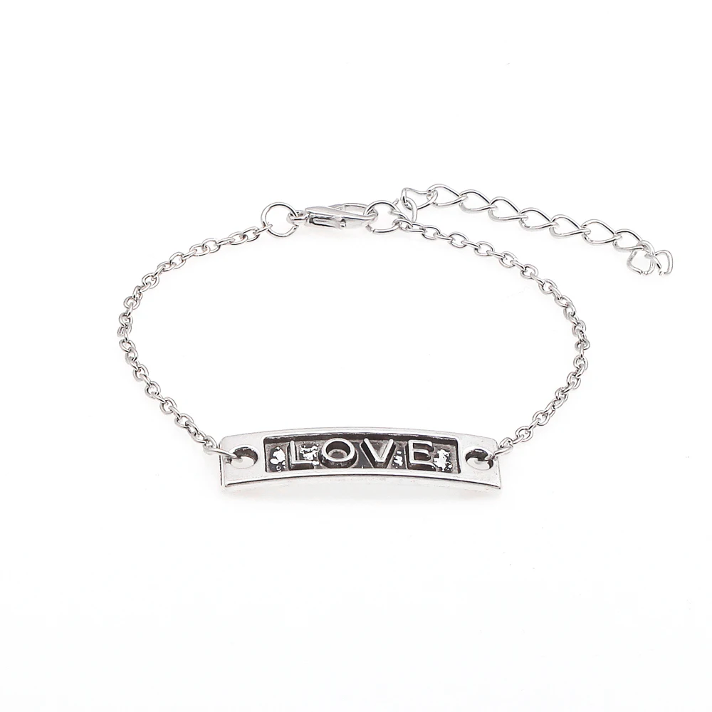 Серебряный цвет цепочка с буквами браслеты для женщин винтажные хит продаж дикие