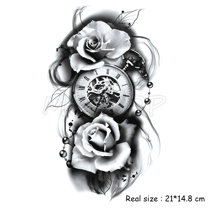 Временные тату-наклейки Сексуальная Роза искусственная татуировка