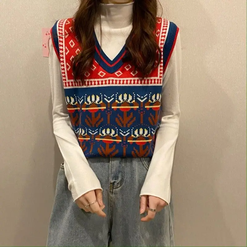 Fall 2021 Womens Fashion V Neck Sleeveless Cropped Sweater Vest Vintage Top Female Clothing Korean Style Knitwear Y2k Aesthetic
Fall 2021 Womens Fashion V Neck Sleeveless Cropped Sweater Vest Vintage Top Female Clothing Korean Style Knitwear Y2k Aesthetic