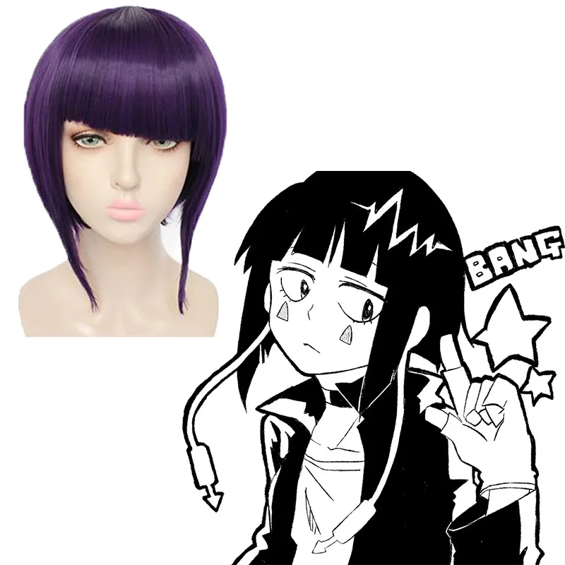 My Hero Academia Jiro Kyoka Purple and Black Trim Short Hair with Diagonal Bangs Close The Sideburns of The Face Women's Wig
My Hero Academia Jiro Kyoka Purple and Black Trim Short Hair with Diagonal Bangs Close The Sideburns of The Face Women's Wig
