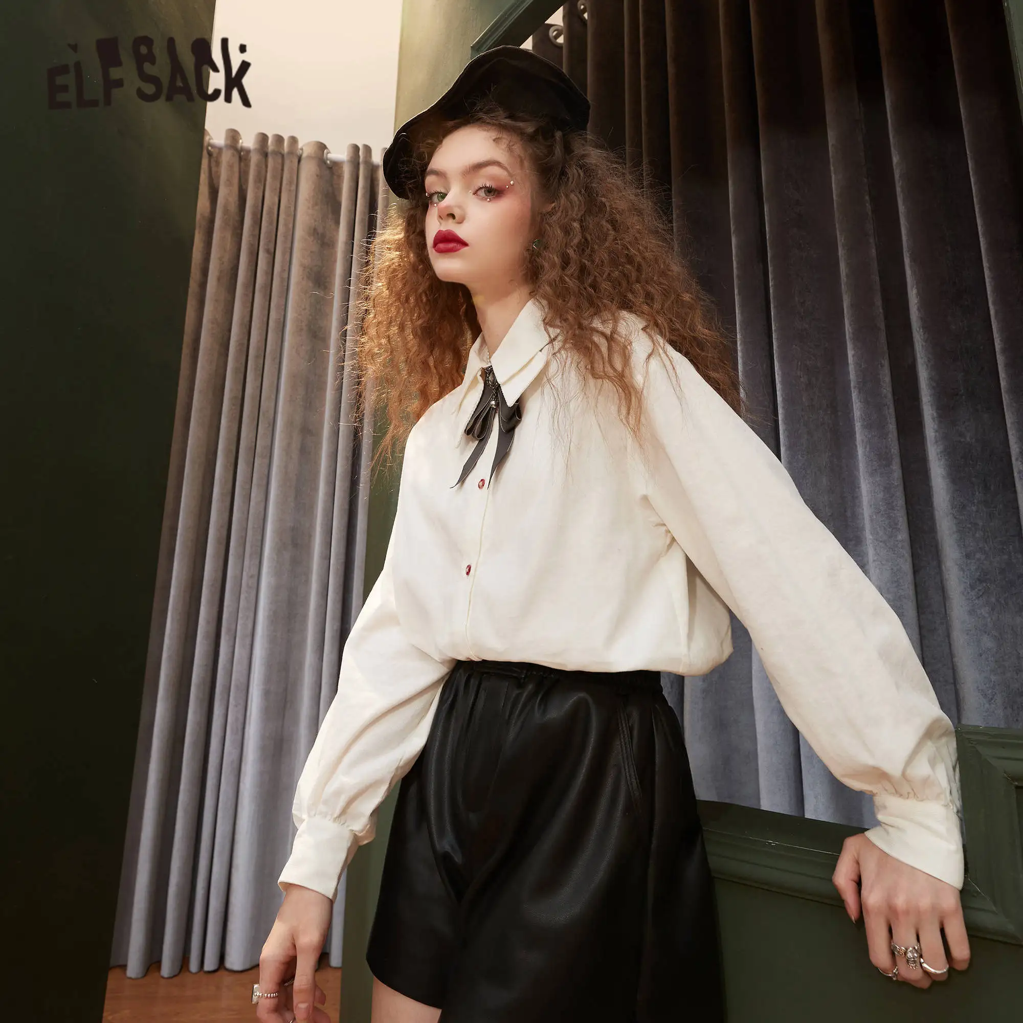 ELFSACK Women Solid Pure Chic Bows Single Breasted Casual Shirt Women,2021 Winter Lover Applique Vintage,Daily Korean Top
ELFSACK Women Solid Pure Chic Bows Single Breasted Casual Shirt Women,2021 Winter Lover Applique Vintage,Daily Korean Top