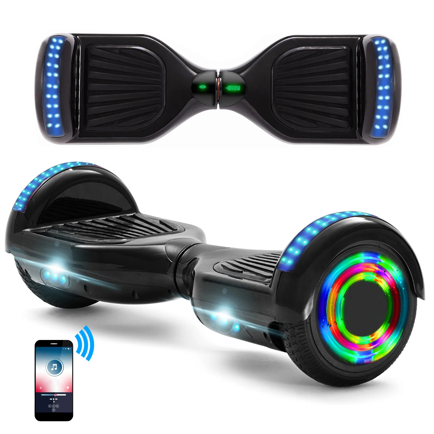 

Hoverboard Black For Kids 6.5 Inch Electric Self Balancing Scooters 2 Wheels Light 500W Motor Hover Board LED Bluetooth And Key