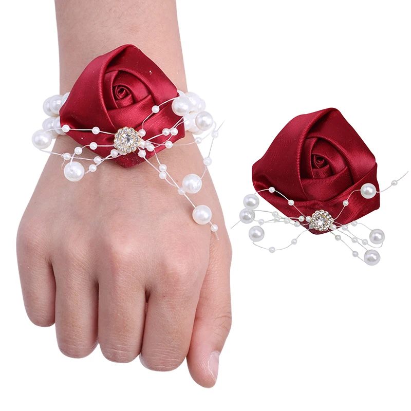 Korean Bridegroom Bridesmaid Corsage Ribbon Rose Pearl Elastic Bracelet Ladies Wristband Party Wedding Props T056
Korean Bridegroom Bridesmaid Corsage Ribbon Rose Pearl Elastic Bracelet Ladies Wristband Party Wedding Props T056