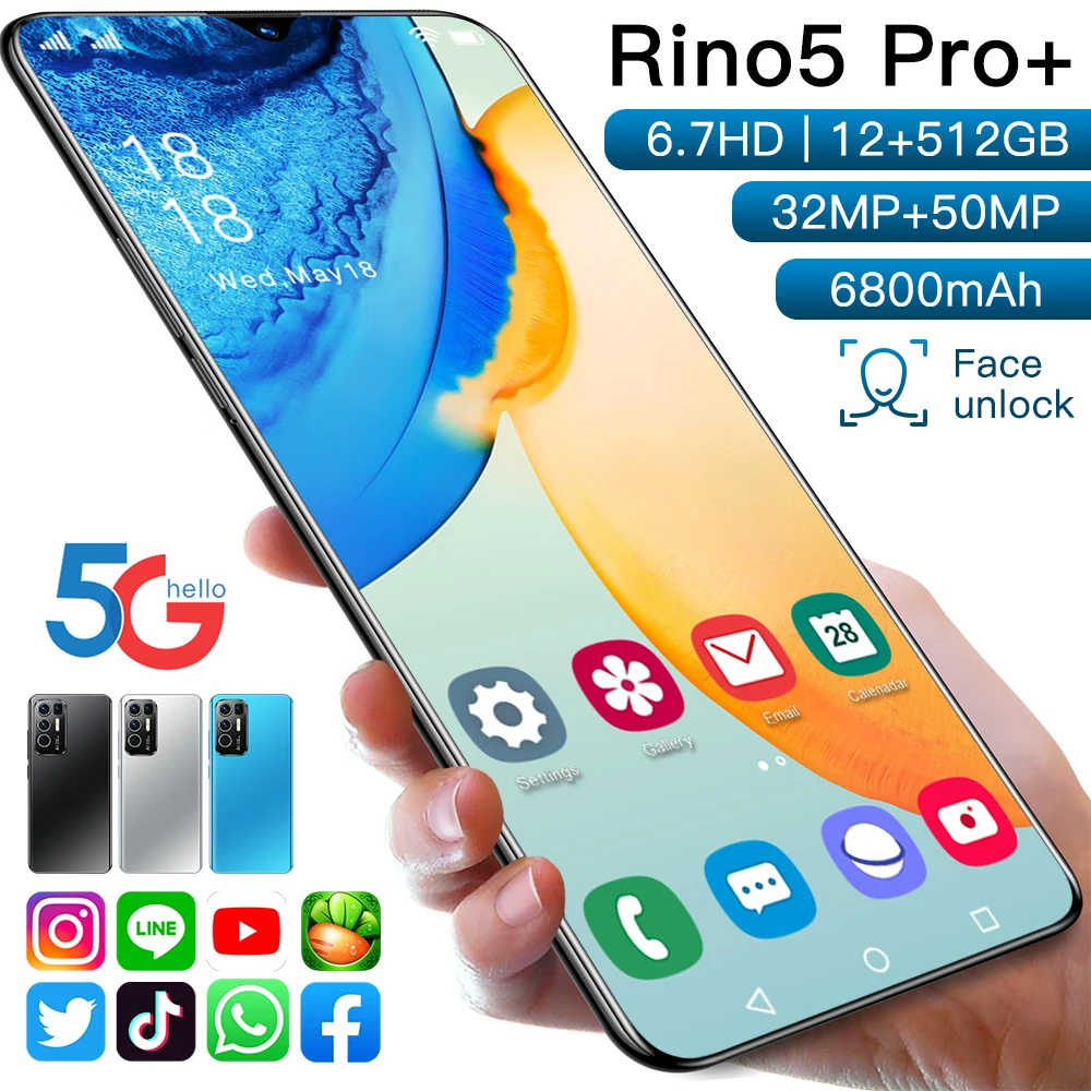 Rino5 Pro+ 6.7Inch HD Screen Smartphone 512GB ROM Dual SIM Card Android Telephone 32+50MP Camera 2021 Hot 5G Network Mobilephone
Rino5 Pro+ 6.7Inch HD Screen Smartphone 512GB ROM Dual SIM Card Android Telephone 32+50MP Camera 2021 Hot 5G Network Mobilephone