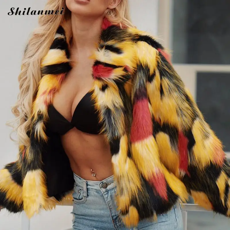Fashion Furry Faux Fur Coat Women Fluffy Warm Short Female Outwear Winter Multicolor Fur Jacket Coat Women Streetwear Overcoat
Fashion Furry Faux Fur Coat Women Fluffy Warm Short Female Outwear Winter Multicolor Fur Jacket Coat Women Streetwear Overcoat