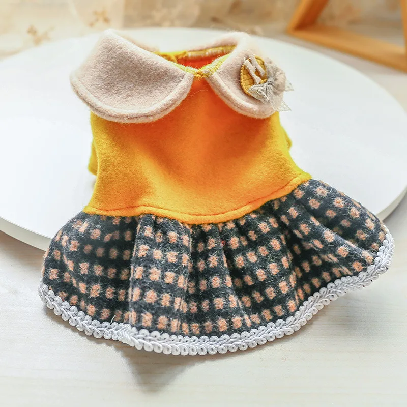 Pet puppy lovely cute dogs and cats autumn and winter new cat costumes retro student Teddy Bichon turmeric coffee gingham skirt 
Pet puppy lovely cute dogs and cats autumn and winter new cat costumes retro student Teddy Bichon turmeric coffee gingham skirt