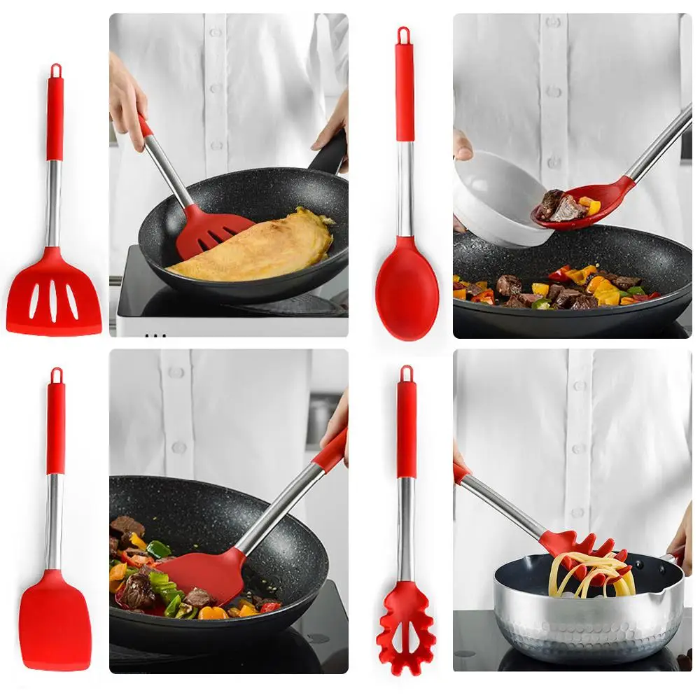 Cookware Set Silicone Kitchen Utensils Durable Practical Red 14pcs Food Grade Spatula Spoon Spaghetti Server Egg Beater
Cookware Set Silicone Kitchen Utensils Durable Practical Red 14pcs Food Grade Spatula Spoon Spaghetti Server Egg Beater