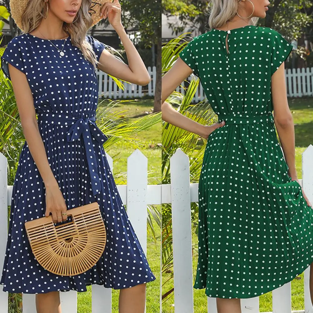 Summer Lady Dress Polka Dots Cool Clothing Lady Short Sleeve Pleated Dress Elegant Boho Maxi vetement femme 2021
Summer Lady Dress Polka Dots Cool Clothing Lady Short Sleeve Pleated Dress Elegant Boho Maxi vetement femme 2021