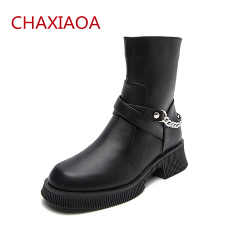 2021 Black Leather Women Ankle Boots Round Toe Zipper Ladies Casual Gothic Shoes Chain Design Creepers Female Punk Martin Boots
2021 Black Leather Women Ankle Boots Round Toe Zipper Ladies Casual Gothic Shoes Chain Design Creepers Female Punk Martin Boots