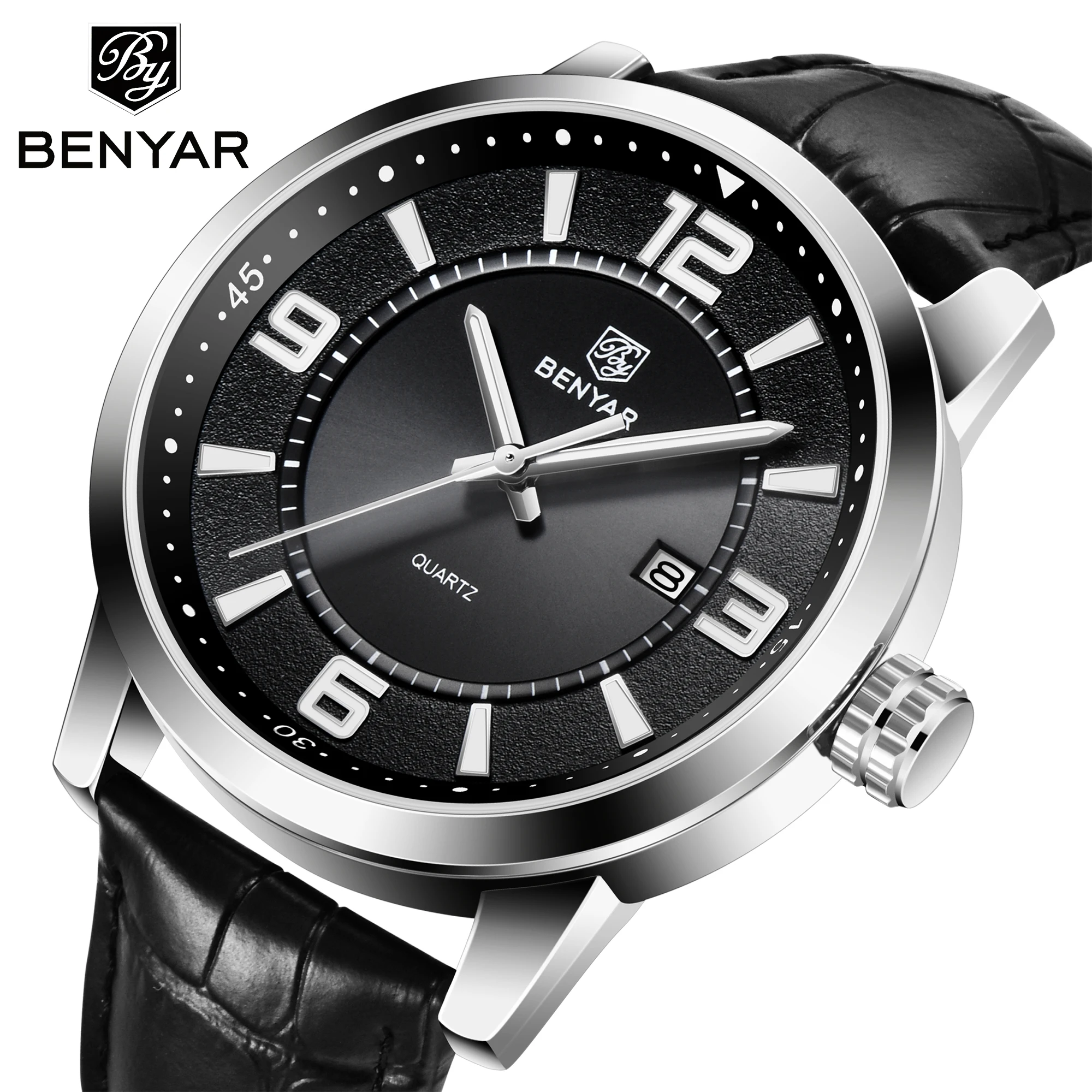 Мужские наручные часы BENYAR, Роскошные Кварцевые часы для мужчин, модные деловые водонепроницаемые спортивные часы с кожаным ремешком, 2021 
Мужские наручные часы BENYAR, Роскошные Кварцевые часы для мужчин, модные деловые водонепроницаемые спортивные часы с кожаным ремешком, 2021