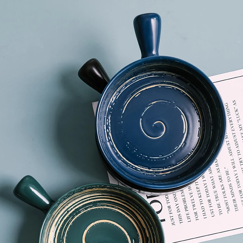 

Nordic с ручки чаши Творческий дом Посуда Чаша для выпечки Керамика Личность Специальная печь Запеченные рисовая миска тарелка