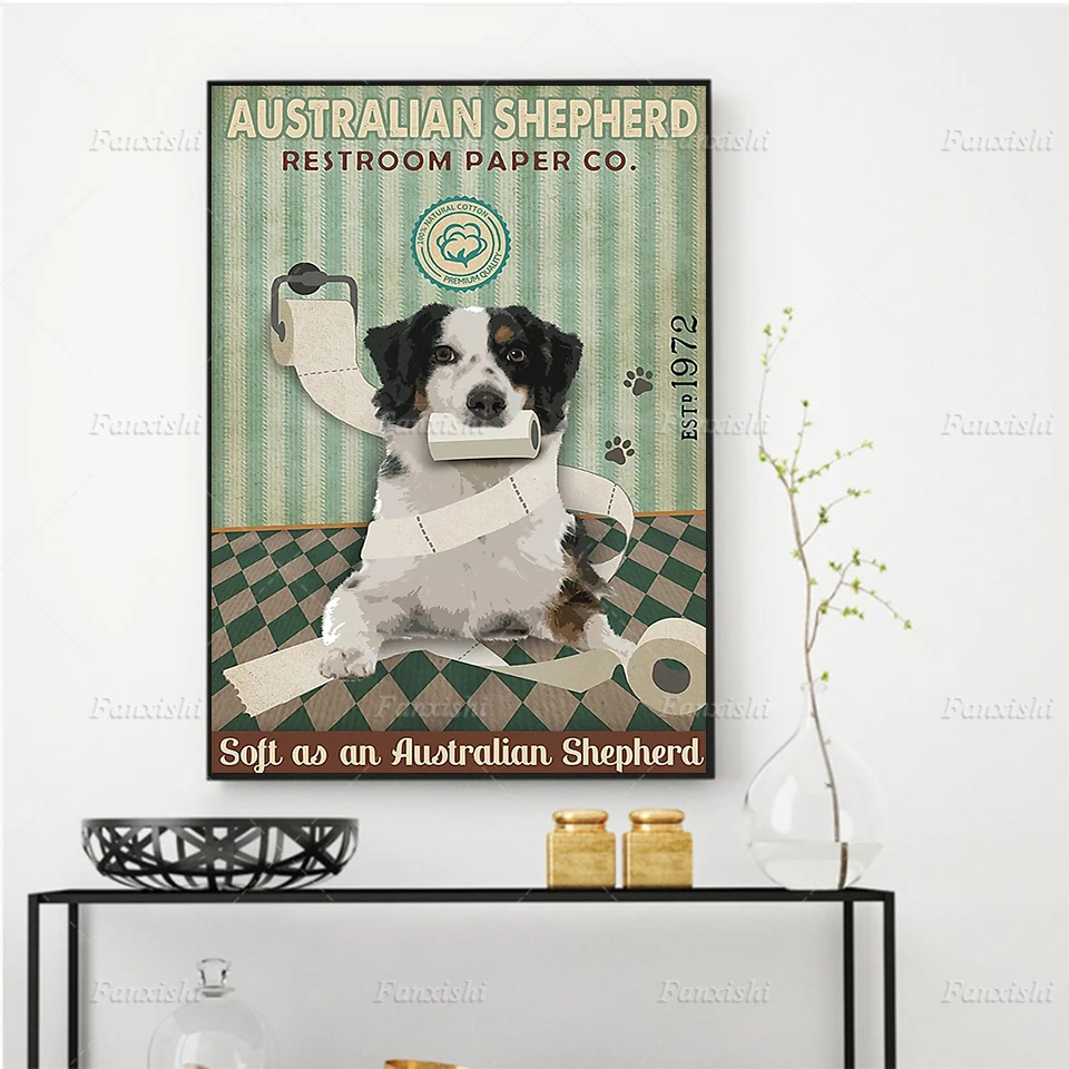 Australian Shepherd Dog Restroom Paper Co Poster Animal Wall Art Prints Nordic Canvas Painting Hd Modular Picture Toilet Decor
Australian Shepherd Dog Restroom Paper Co Poster Animal Wall Art Prints Nordic Canvas Painting Hd Modular Picture Toilet Decor