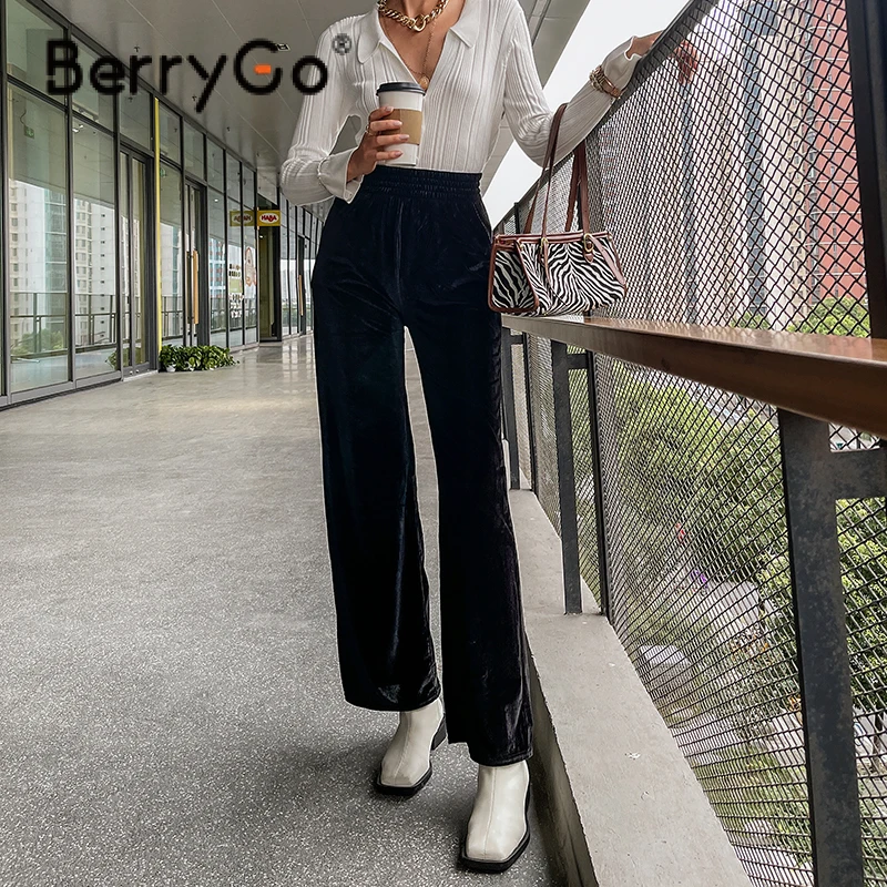 BerryGo 2021 Autumn high waist soft comfort women pants Casual full length wide leg trousers Loose office lady bottoms
BerryGo 2021 Autumn high waist soft comfort women pants Casual full length wide leg trousers Loose office lady bottoms