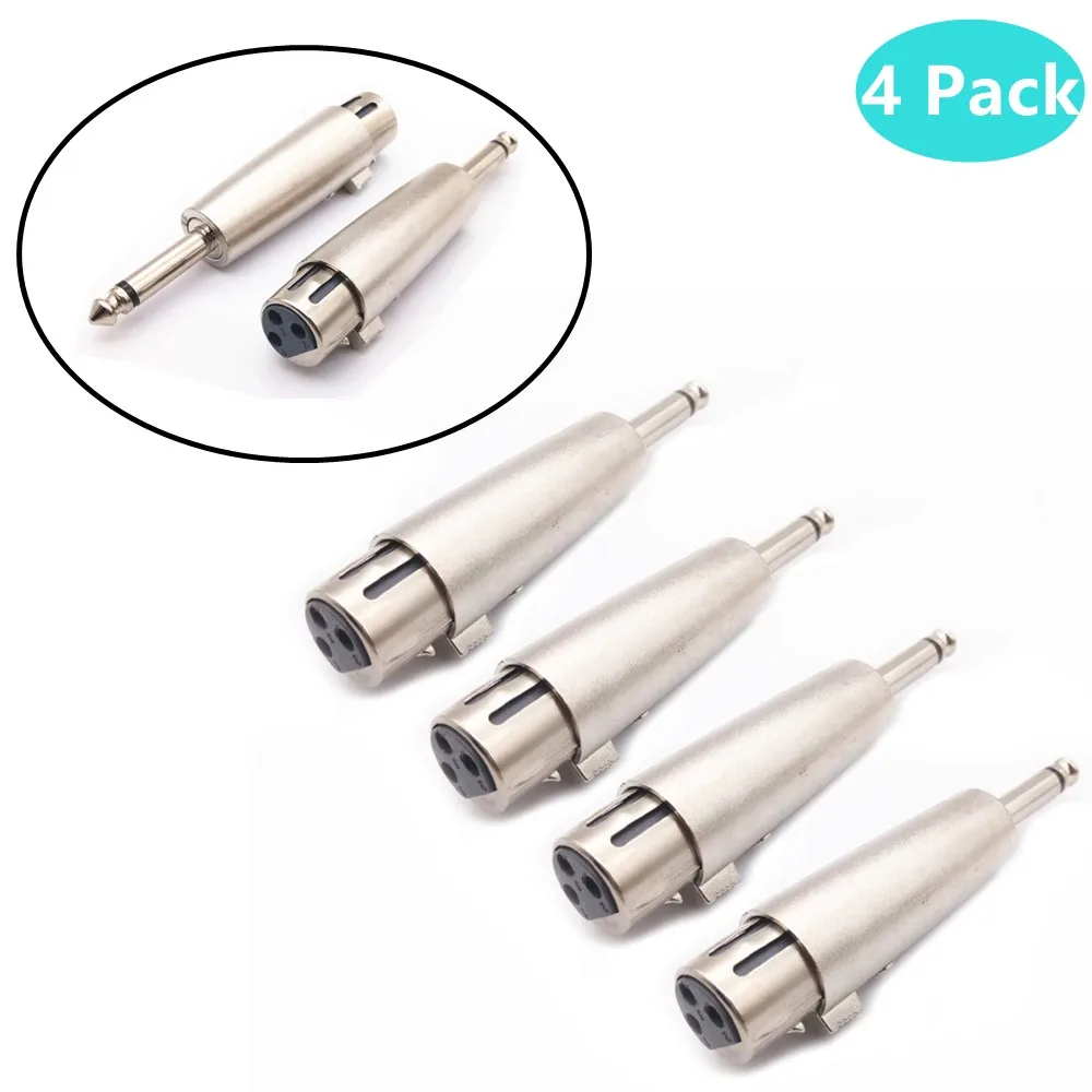 4Pack XLR To 1/4" 6.35mm Plug Adapter 3-Pin Female To 6.35mm Mono Male Plug Audio Cable Microphone Adapter Connector
4Pack XLR To 1/4" 6.35mm Plug Adapter 3-Pin Female To 6.35mm Mono Male Plug Audio Cable Microphone Adapter Connector