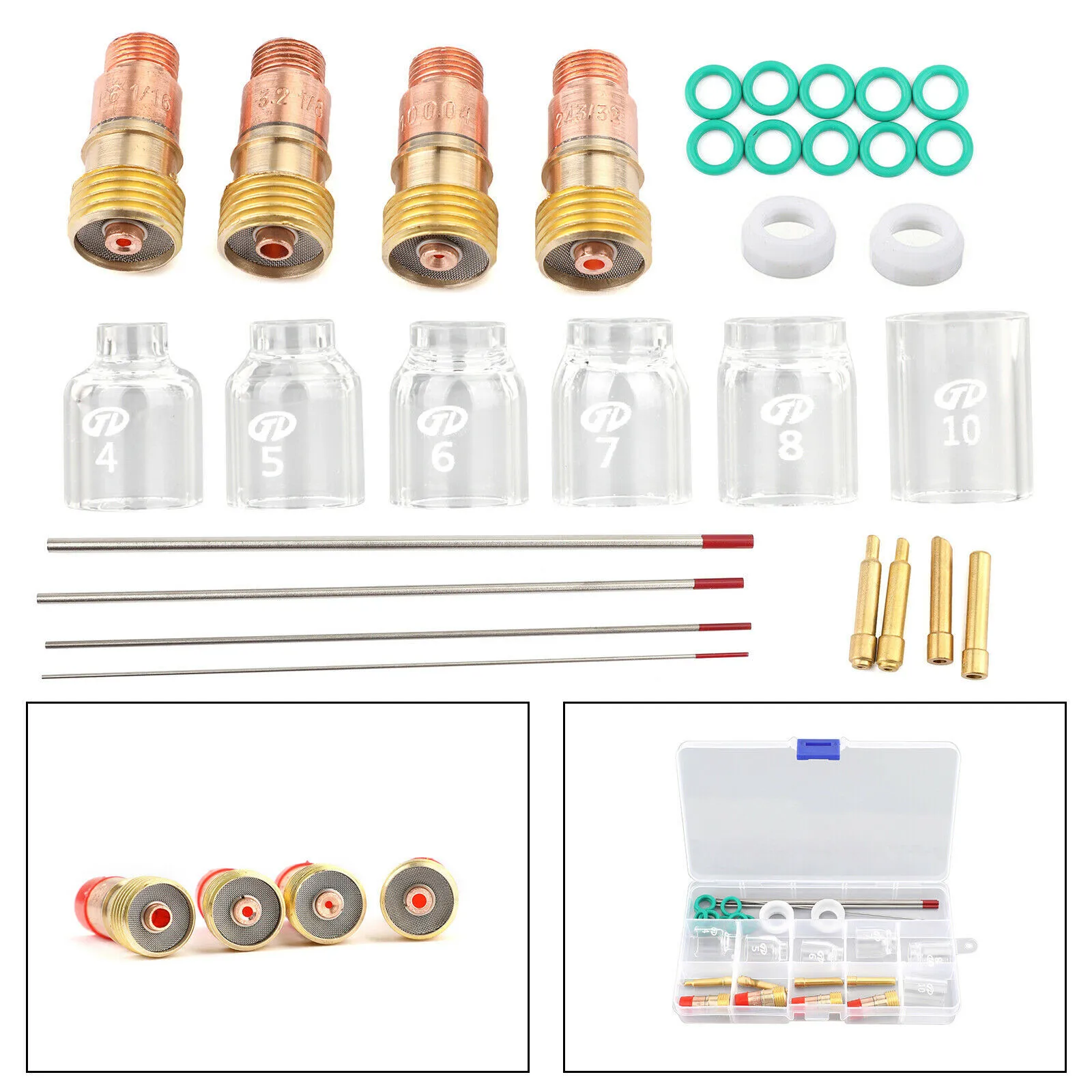30 Pcs TIG Welding Stubby Gas Lens Pyrex Cup Kit For Tig WP-17/18/26 Torch Ceramic Mouth With Net Soldering Equipment
30 Pcs TIG Welding Stubby Gas Lens Pyrex Cup Kit For Tig WP-17/18/26 Torch Ceramic Mouth With Net Soldering Equipment