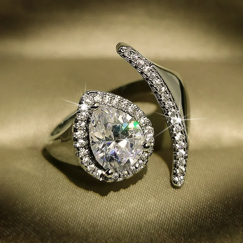 New Punk Charming Nice Women Party Jewelry Water Drop CZ 925 Silver Color Ring for Women Luxury Ring Wholesale Gifts
New Punk Charming Nice Women Party Jewelry Water Drop CZ 925 Silver Color Ring for Women Luxury Ring Wholesale Gifts
