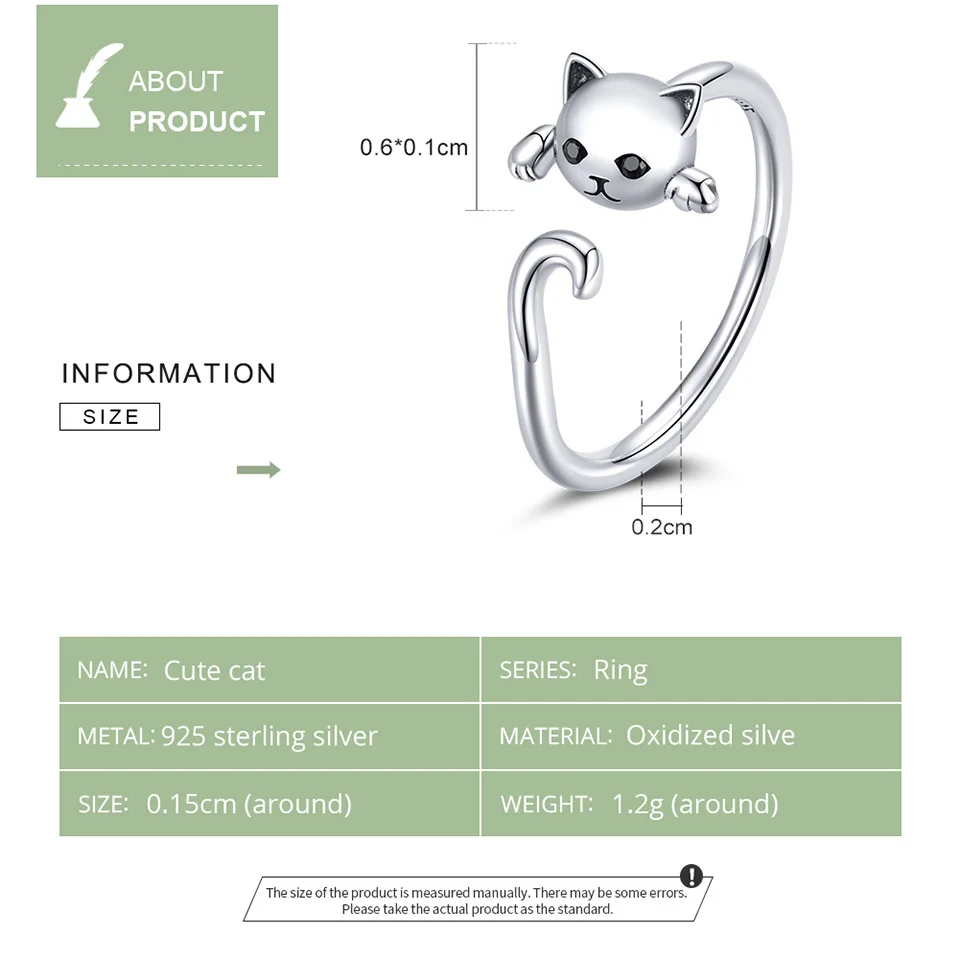 Bisaer New Arrival 925 Sterling Silver Cute Cat Finger Rings For Women Girlfriend Brand Fine Ring Anel Jewelry Gift ECR707
Bisaer New Arrival 925 Sterling Silver Cute Cat Finger Rings For Women Girlfriend Brand Fine Ring Anel Jewelry Gift ECR707