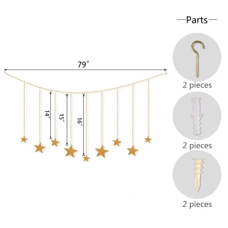 OOTDTY 1PC Metal Wall Hanging Stars Garland with Chains Photo Hanger Photography Props Home Office Room Decor
OOTDTY 1PC Metal Wall Hanging Stars Garland with Chains Photo Hanger Photography Props Home Office Room Decor