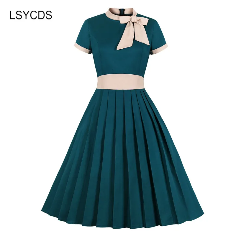LSYCDS Vintage Dress Big Swing Short Sleeve Bow Tie Neck Pleated Elegant Party Midi Dress Women A Line Retro Dresses
LSYCDS Vintage Dress Big Swing Short Sleeve Bow Tie Neck Pleated Elegant Party Midi Dress Women A Line Retro Dresses