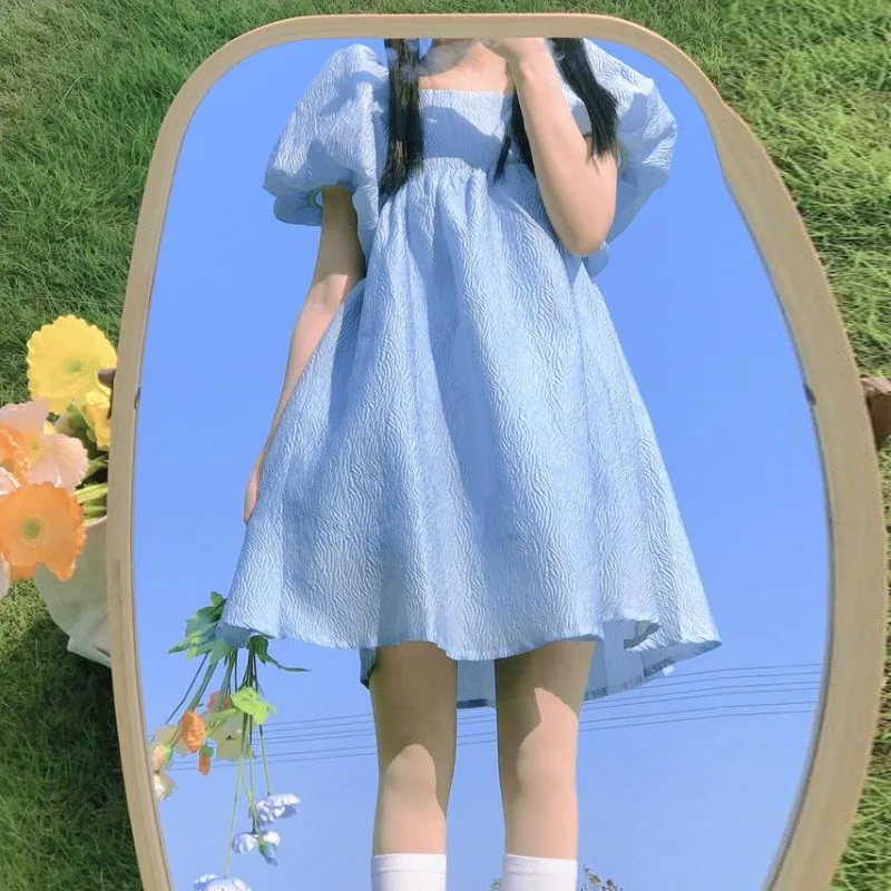 Soft Girly Blue Ladies Dress Korean Spring Summer Chic Palace Backless Lace Up Puff Sleeve One Piece Midi Women Dress Vestidos
Soft Girly Blue Ladies Dress Korean Spring Summer Chic Palace Backless Lace Up Puff Sleeve One Piece Midi Women Dress Vestidos
