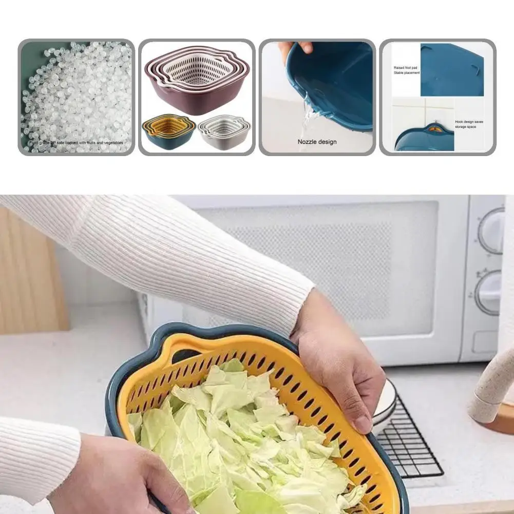 Plastic 6Pcs/Set Practical Fruit Storage Basin Scentless Washing Basket with Handles for Bathroom
Plastic 6Pcs/Set Practical Fruit Storage Basin Scentless Washing Basket with Handles for Bathroom
