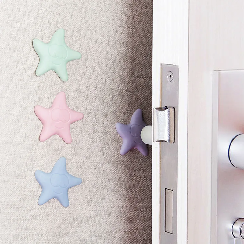 

Thickening Soft Rubber Pads Wall Protector Smiley Starfish Shape Door Fender Adhesive Stickers Home Living Products Door Stopper