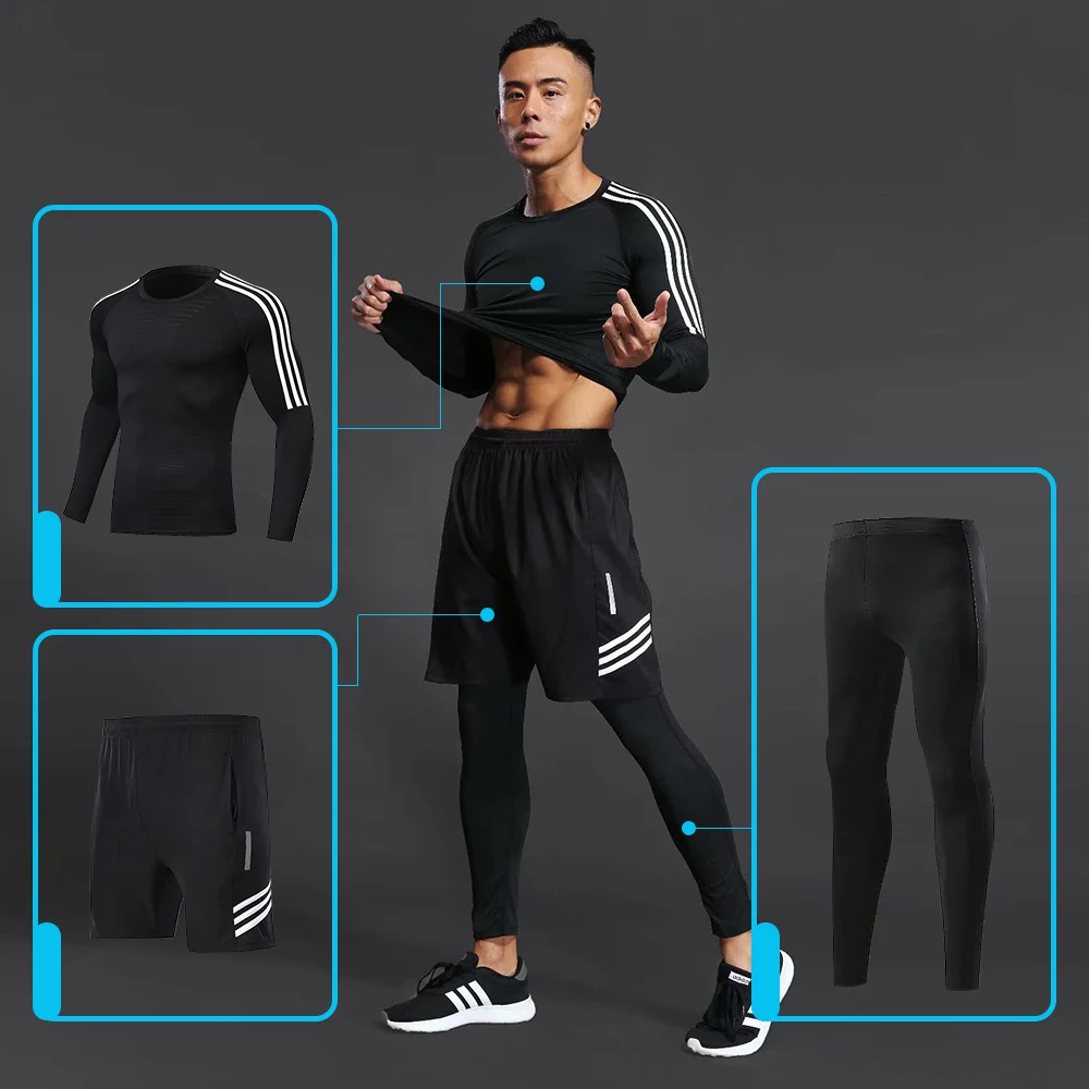 3pcs / Set Compression GYM Sports Tights Men's Sportswear Suits Sports Men Running Suit Coach Fitness Training Suit 
3pcs / Set Compression GYM Sports Tights Men's Sportswear Suits Sports Men Running Suit Coach Fitness Training Suit