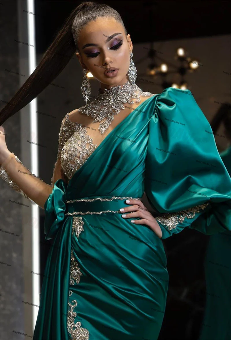 Long Sleeve Arabic Evening Dresses 2022 Sparkly Lace High Neck Beaded Sexy Split Hunter Green Prom Celebrity Dress abendkleider
Long Sleeve Arabic Evening Dresses 2022 Sparkly Lace High Neck Beaded Sexy Split Hunter Green Prom Celebrity Dress abendkleider