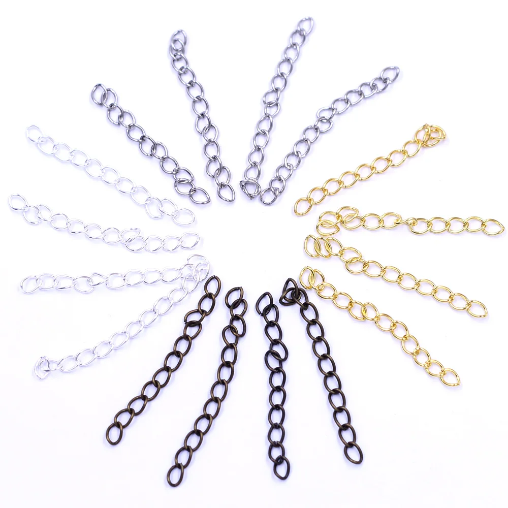 

Extension Bulk Chains Tail Extender Extended Alloy Gold Silver Bronze Color For Bracelet Jewelry DIY Findings 50mm