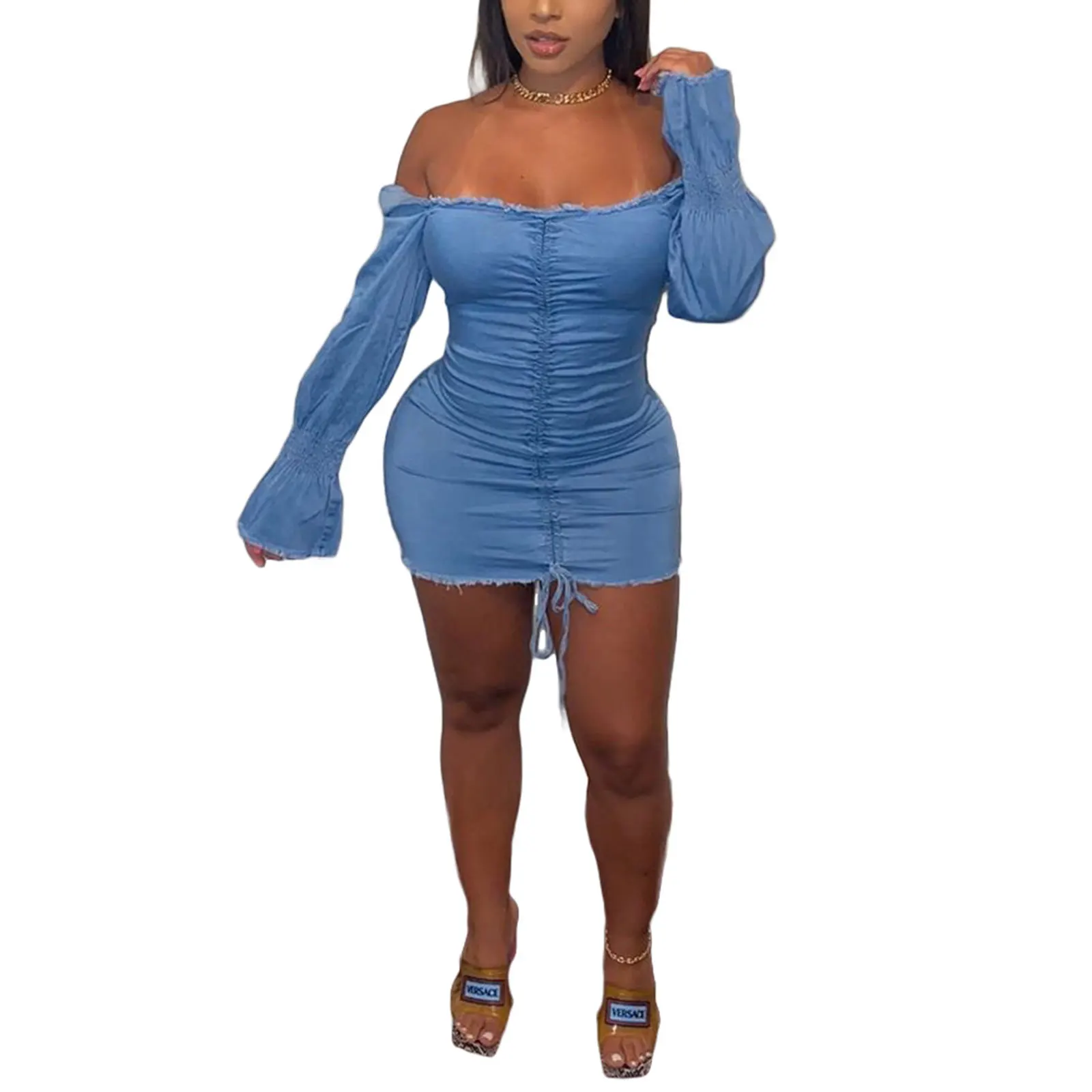 2021 Summer Women Sexy Off Shoulder Flare Sleeve Dress Fashion Denim Dresses for Ladies Female Hot Sale
2021 Summer Women Sexy Off Shoulder Flare Sleeve Dress Fashion Denim Dresses for Ladies Female Hot Sale