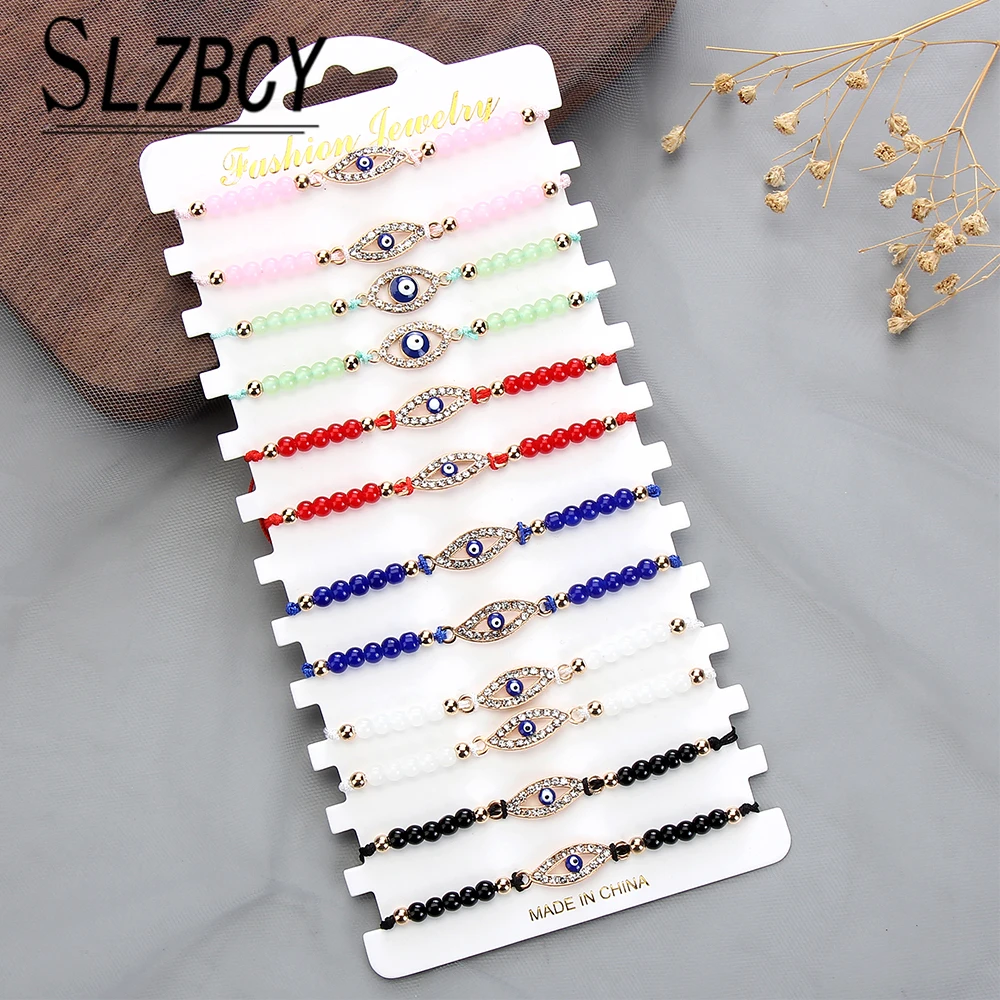 Bohemia 12pcs Turkish Evil Eye Charm Bracelets Hand Knitted Adjustable Rope Chain Acrylic Beads Anklets Party Friendship Jewelry
Bohemia 12pcs Turkish Evil Eye Charm Bracelets Hand Knitted Adjustable Rope Chain Acrylic Beads Anklets Party Friendship Jewelry