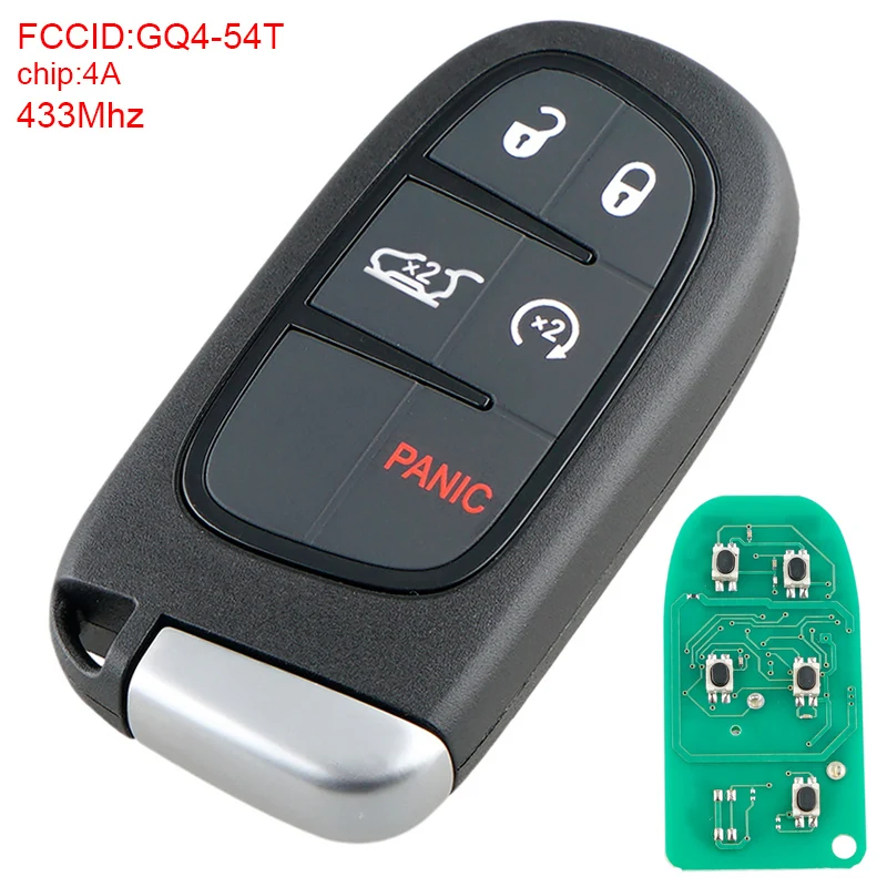 Black 433Mhz 5 Buttons Keyless Remote Smart Key Fob with 4A Chip GQ4-54T fit for 2014 2015 2016 2017 2018 2019 Jeep Cherokee
Black 433Mhz 5 Buttons Keyless Remote Smart Key Fob with 4A Chip GQ4-54T fit for 2014 2015 2016 2017 2018 2019 Jeep Cherokee