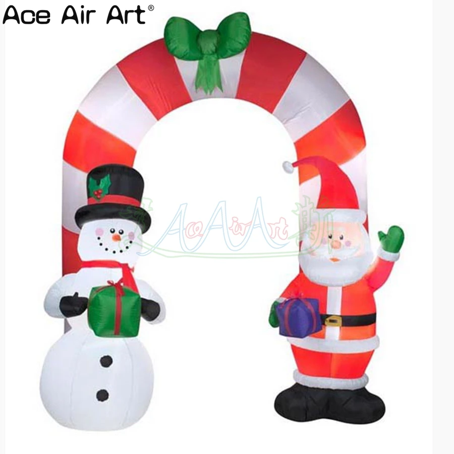 

5 Meters High Wonderful Air Blown Santa Claus And Snowman Archway Inflatable Christmas Decor Prop For Holiday Event On Sale