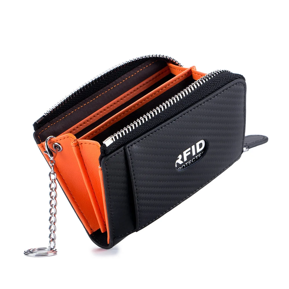 New Designer Business Rfid Men Card Holder Bag Genuine Leather Carbon Fiber Zipper Men's Card Zero Wallet Multi-function Bag 50 
New Designer Business Rfid Men Card Holder Bag Genuine Leather Carbon Fiber Zipper Men's Card Zero Wallet Multi-function Bag 50