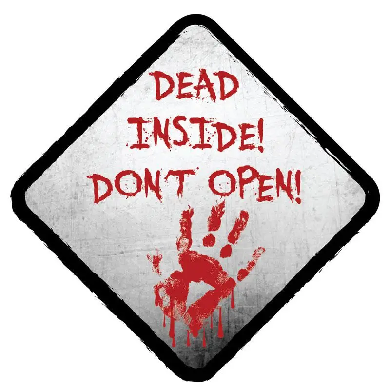 

RuleMyLife 14CM*14CM Bloody DEAD INSIDE DONT OPEN ZOMBIE Reflective Car Sticker C1-7549