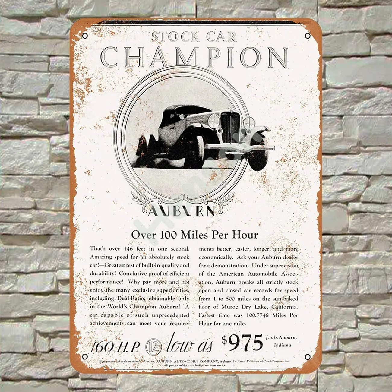 Bit XIAONN Auburn Automobiles 160 hp 100 mph Retro Tin Signs Metal Vintage Signs Auto Motorcycle Gasoline Garage Home Wall
Bit XIAONN Auburn Automobiles 160 hp 100 mph Retro Tin Signs Metal Vintage Signs Auto Motorcycle Gasoline Garage Home Wall