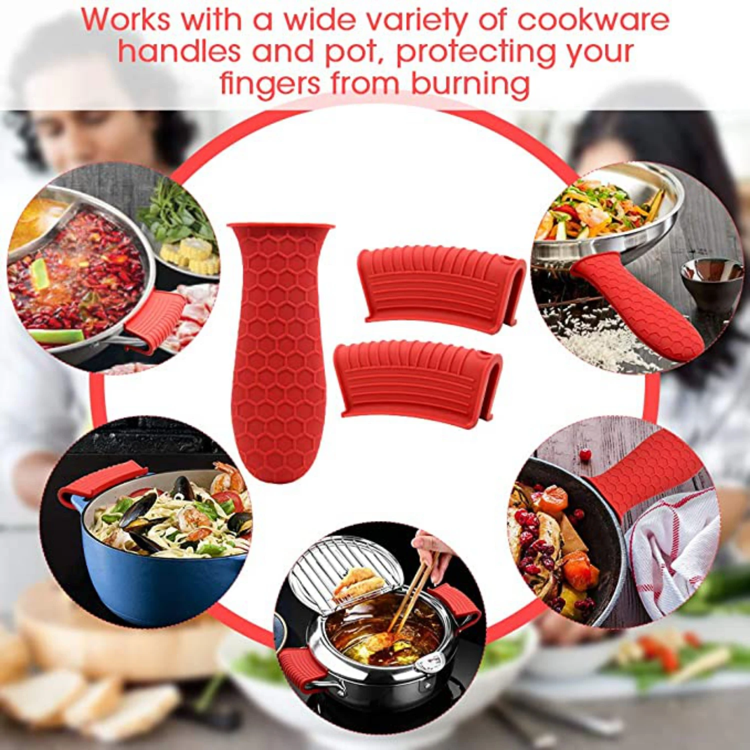 Silicone Thickened Pot Handle Anti-scalding Clip Heat-insulating Anti-scalding Pot Ear Clip Protective Cover Kitchen Tool
Silicone Thickened Pot Handle Anti-scalding Clip Heat-insulating Anti-scalding Pot Ear Clip Protective Cover Kitchen Tool
