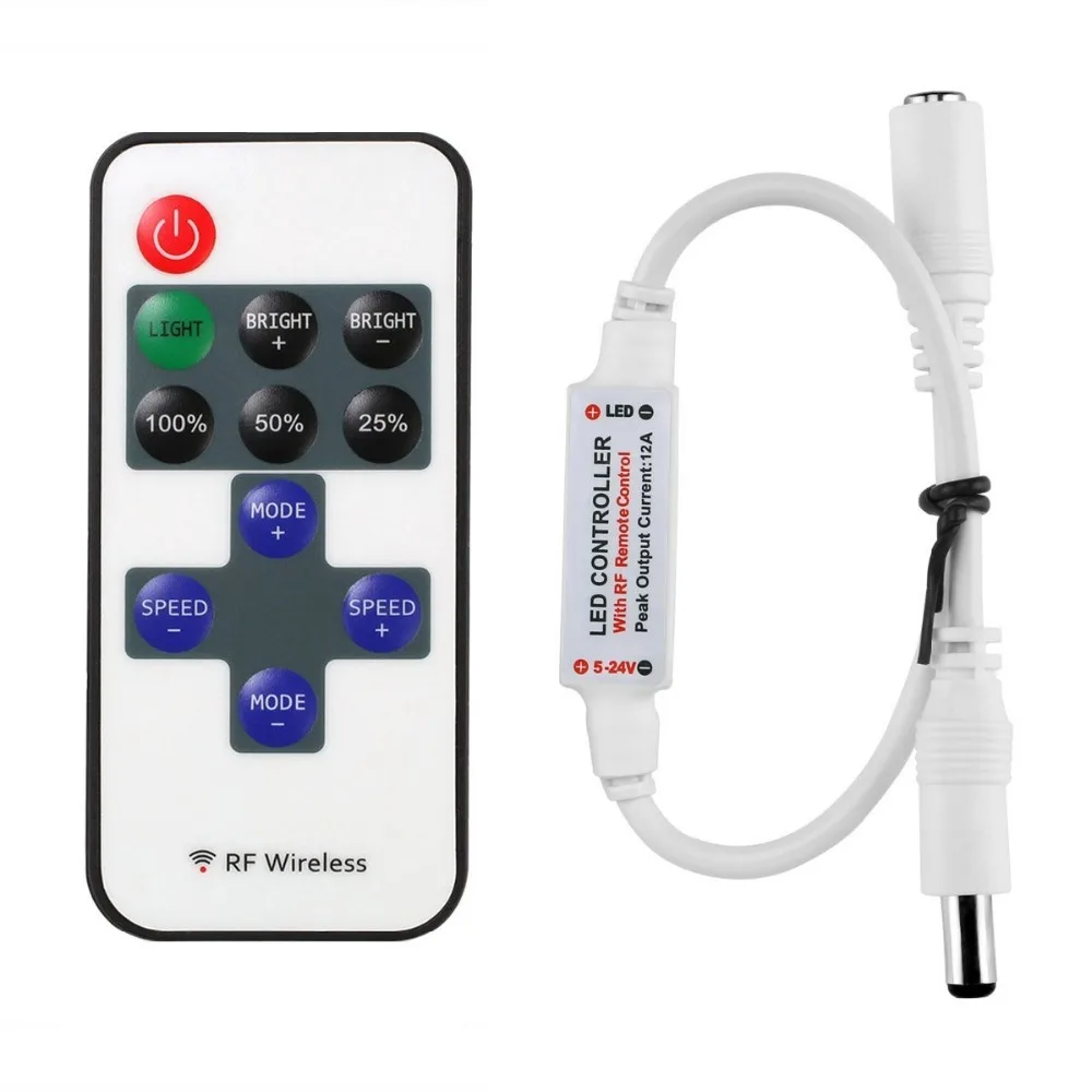 Mini RF Wireless Remote DC 5-24V 12A Led Controller For single Led Light Strip 100set/lot
Mini RF Wireless Remote DC 5-24V 12A Led Controller For single Led Light Strip 100set/lot