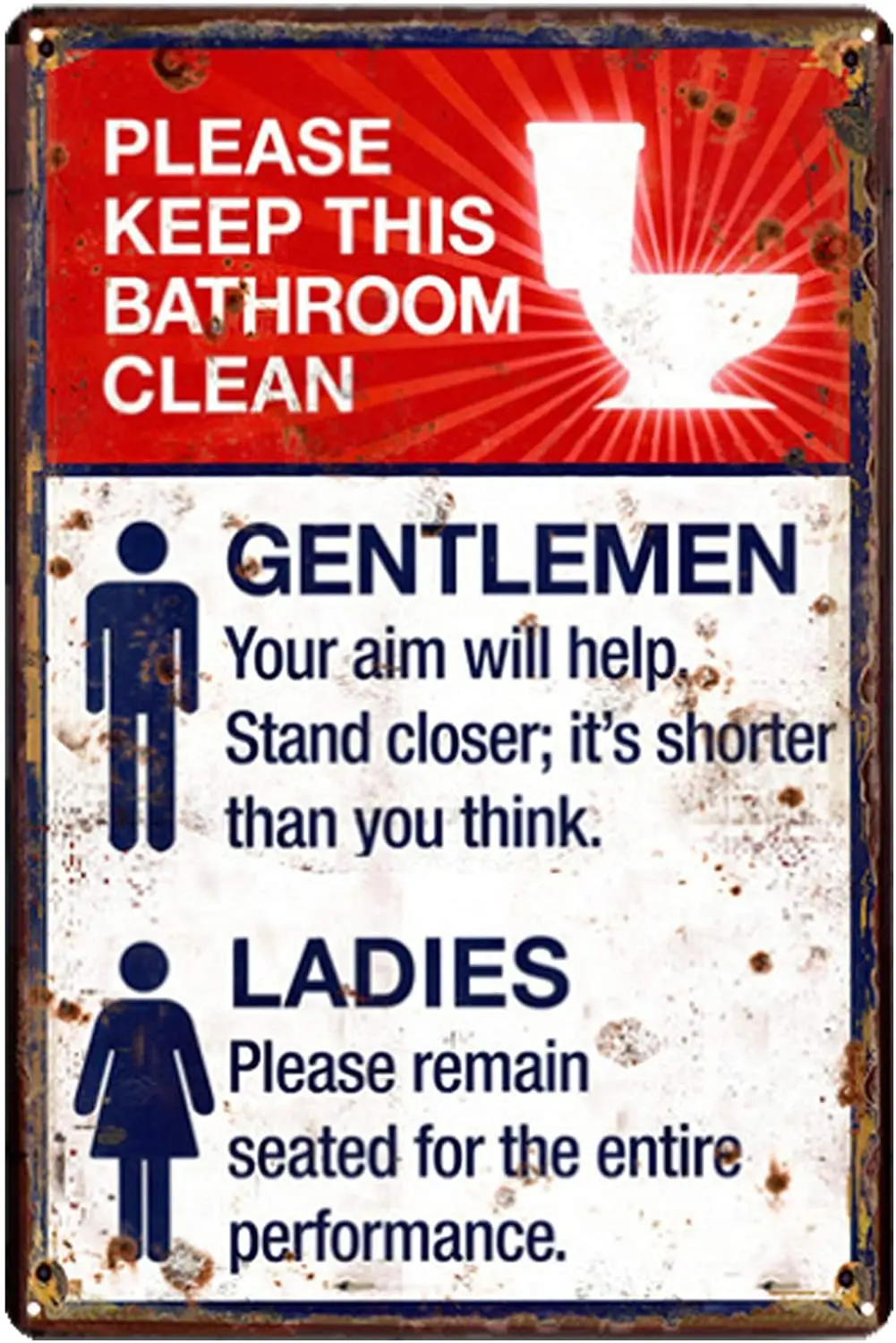 Original Retro Design Please Keep Bathroom Clean Tin Metal Signs Wall Art | Thick Tinplate Print Poster Wall Decoration
Original Retro Design Please Keep Bathroom Clean Tin Metal Signs Wall Art | Thick Tinplate Print Poster Wall Decoration