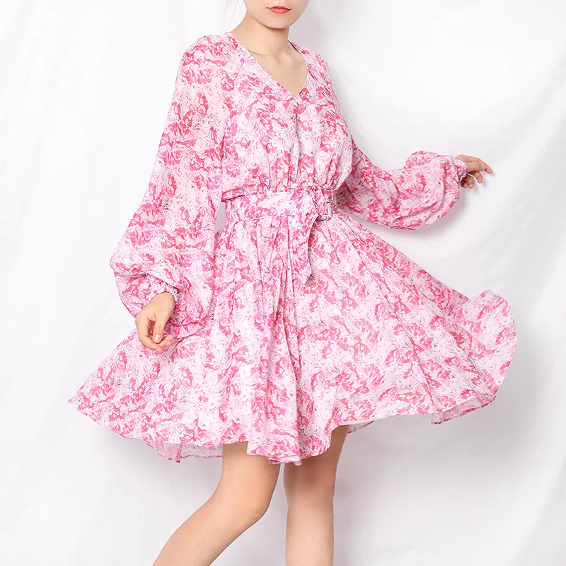 Pink Floral Printed Dress Women 2021 Spring Autumn Elegant Sashes V-neck Long Sleeve A Line Vacation Ruffles Femme Party Dress
Pink Floral Printed Dress Women 2021 Spring Autumn Elegant Sashes V-neck Long Sleeve A Line Vacation Ruffles Femme Party Dress