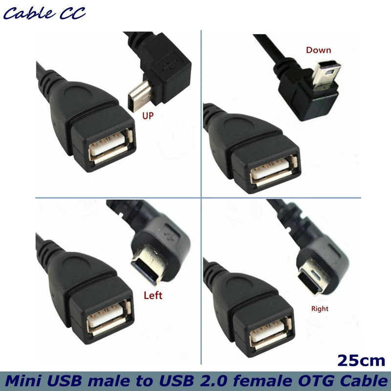 25cm Mini USB TO USB 2.0 otg Adapter Mini 5Pin to A/F OTG host cable 90 degree Angled For HTC Samsung Moto USB Cable
25cm Mini USB TO USB 2.0 otg Adapter Mini 5Pin to A/F OTG host cable 90 degree Angled For HTC Samsung Moto USB Cable