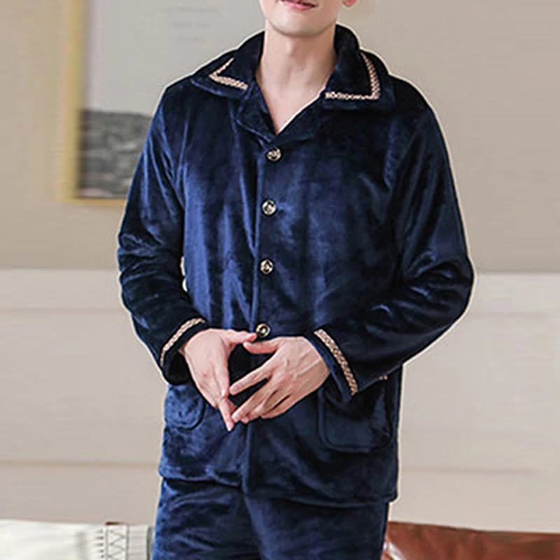 Autumn Winter Thick Warm Flannel Pajama Sets For Men Long Sleeve Coral Velvet Sleepwear Suit Loungewear Homewear Home Clothes
Autumn Winter Thick Warm Flannel Pajama Sets For Men Long Sleeve Coral Velvet Sleepwear Suit Loungewear Homewear Home Clothes