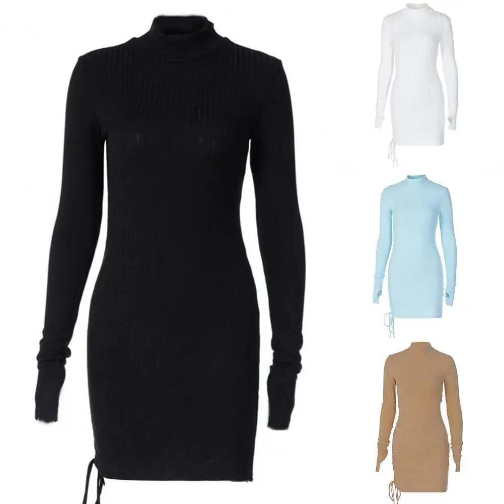 Sweater Dress Ribbing Turtleneck Autumn Winter Long Sleeve Drawstring Ruched Bandage Dress Streetwear
Sweater Dress Ribbing Turtleneck Autumn Winter Long Sleeve Drawstring Ruched Bandage Dress Streetwear