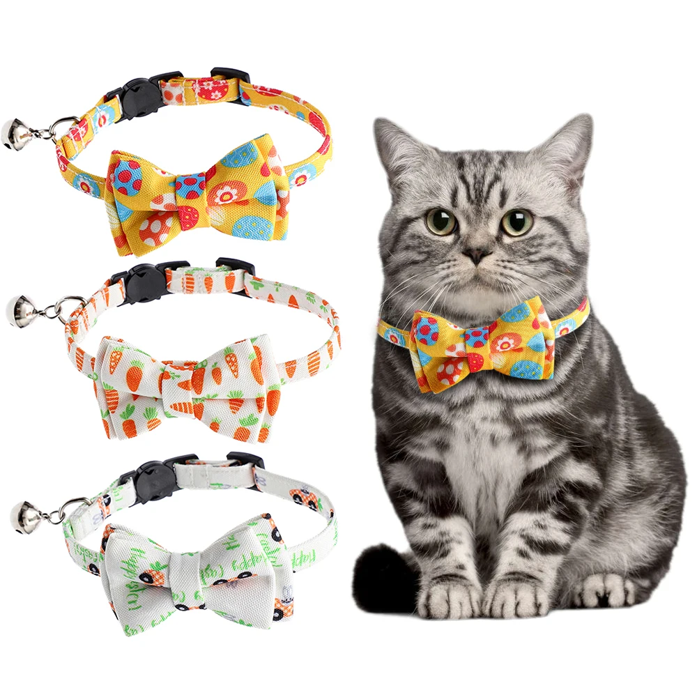 Ошейник для кошек, милый галстук-бабочка с рисунком в виде колокольчиков, яиц, кроликов, котят, Аксессуары для кошек и маленьких собак 
Ошейник для кошек, милый галстук-бабочка с рисунком в виде колокольчиков, яиц, кроликов, котят, Аксессуары для кошек и маленьких собак