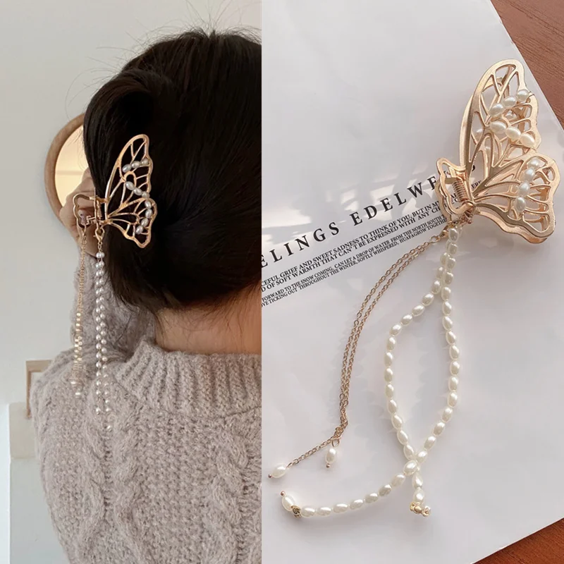 H:HYDE Women Hair Accessories Large Alloy Hair Claws Pearl Chain Hair Clamps Back of Head Female Hair Crabs Girls Claw Clip
H:HYDE Women Hair Accessories Large Alloy Hair Claws Pearl Chain Hair Clamps Back of Head Female Hair Crabs Girls Claw Clip