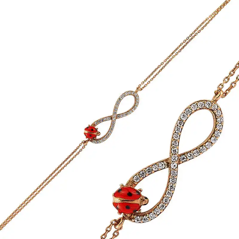 Silver Ladybird Buggy Infinity Ladies Bracelet