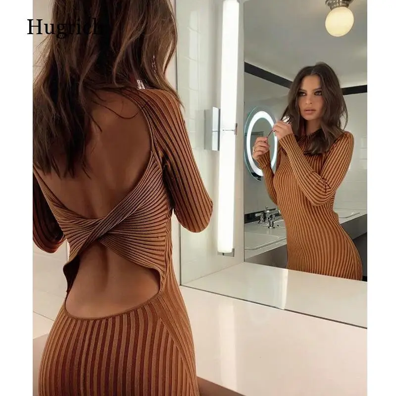 Women Knitted Sweaters Open Back Dress Long Sleeve Double Round Neck Tight Dress Autumn Party Dresses Ladies Knitted Mini Dress
Women Knitted Sweaters Open Back Dress Long Sleeve Double Round Neck Tight Dress Autumn Party Dresses Ladies Knitted Mini Dress