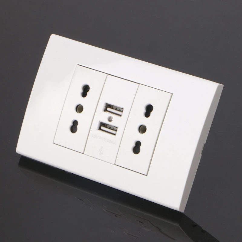 16A WallDouble Italian/Chile Plug Power Socket Adapter Dual USB Ports Panel 5V 1A G32C
16A WallDouble Italian/Chile Plug Power Socket Adapter Dual USB Ports Panel 5V 1A G32C