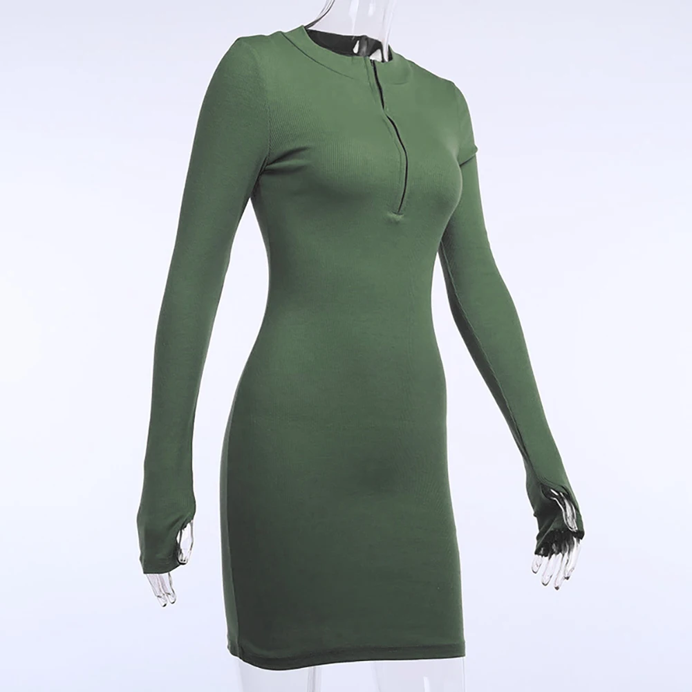 Women Solid Color Deep V Zipper Neck Ribbed Long Sleeve Party Mini Bodycon Female Sheath Party Basic Autumn Zipper Mini Dress
Women Solid Color Deep V Zipper Neck Ribbed Long Sleeve Party Mini Bodycon Female Sheath Party Basic Autumn Zipper Mini Dress